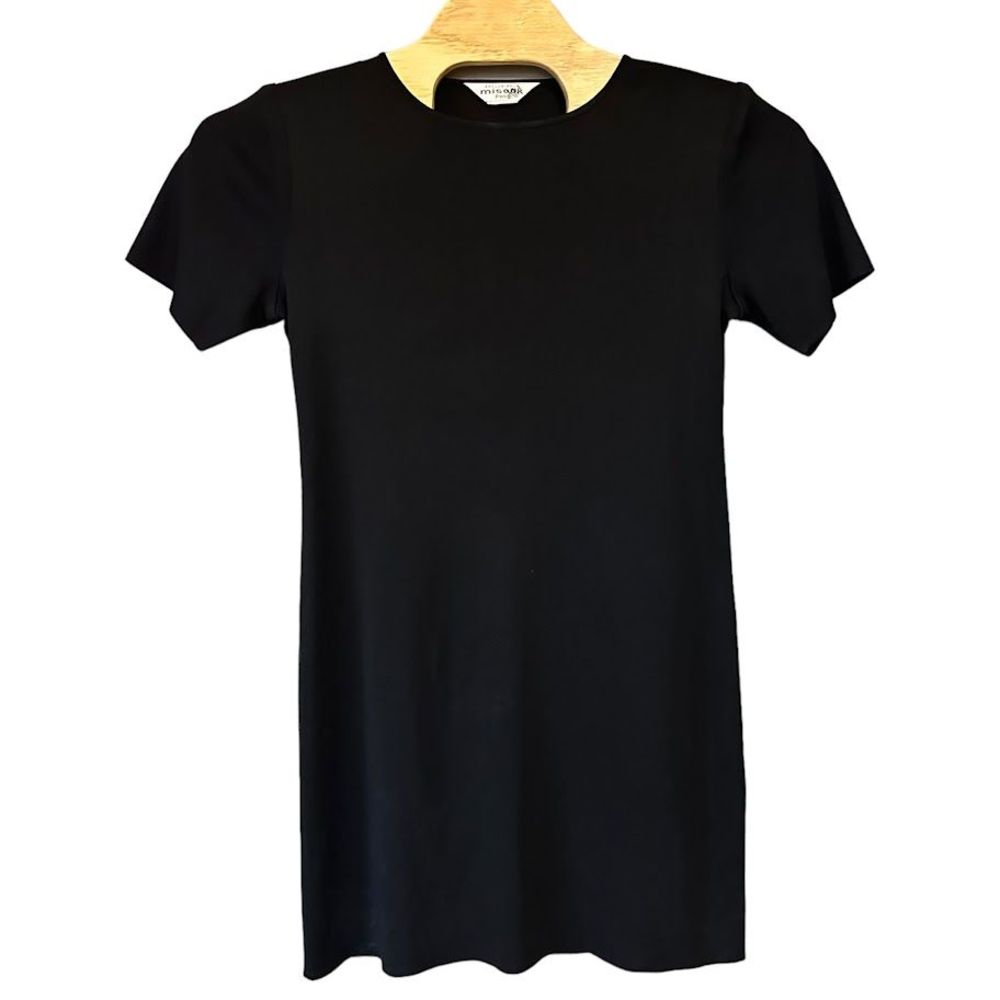 Vintage‎ Exclusively Misook Black Short Sleeve Acrylic Shift Dress M Petite